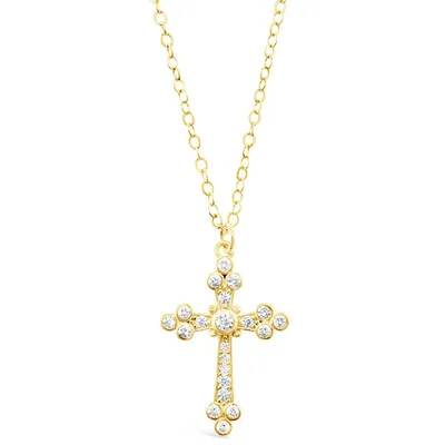 Gold Plated Sterling Silver Cubic Zirconia Cross Necklace 144997