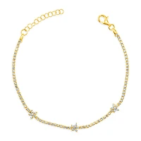 Gold Plated Sterling Silver Cubic Zirconia Flower Bracelet 149869