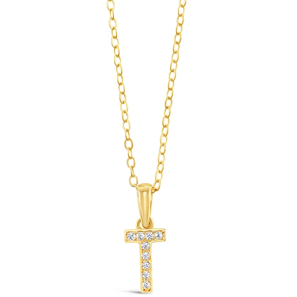 Gold Plated Sterling Silver Cubic Zirconia Initial T Necklace 147950