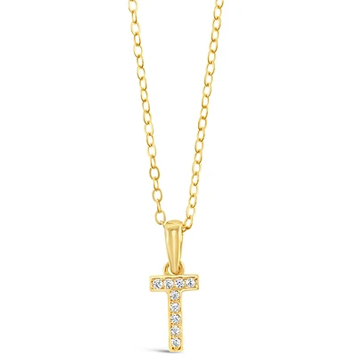 Gold Plated Sterling Silver Cubic Zirconia Initial T Necklace 147950