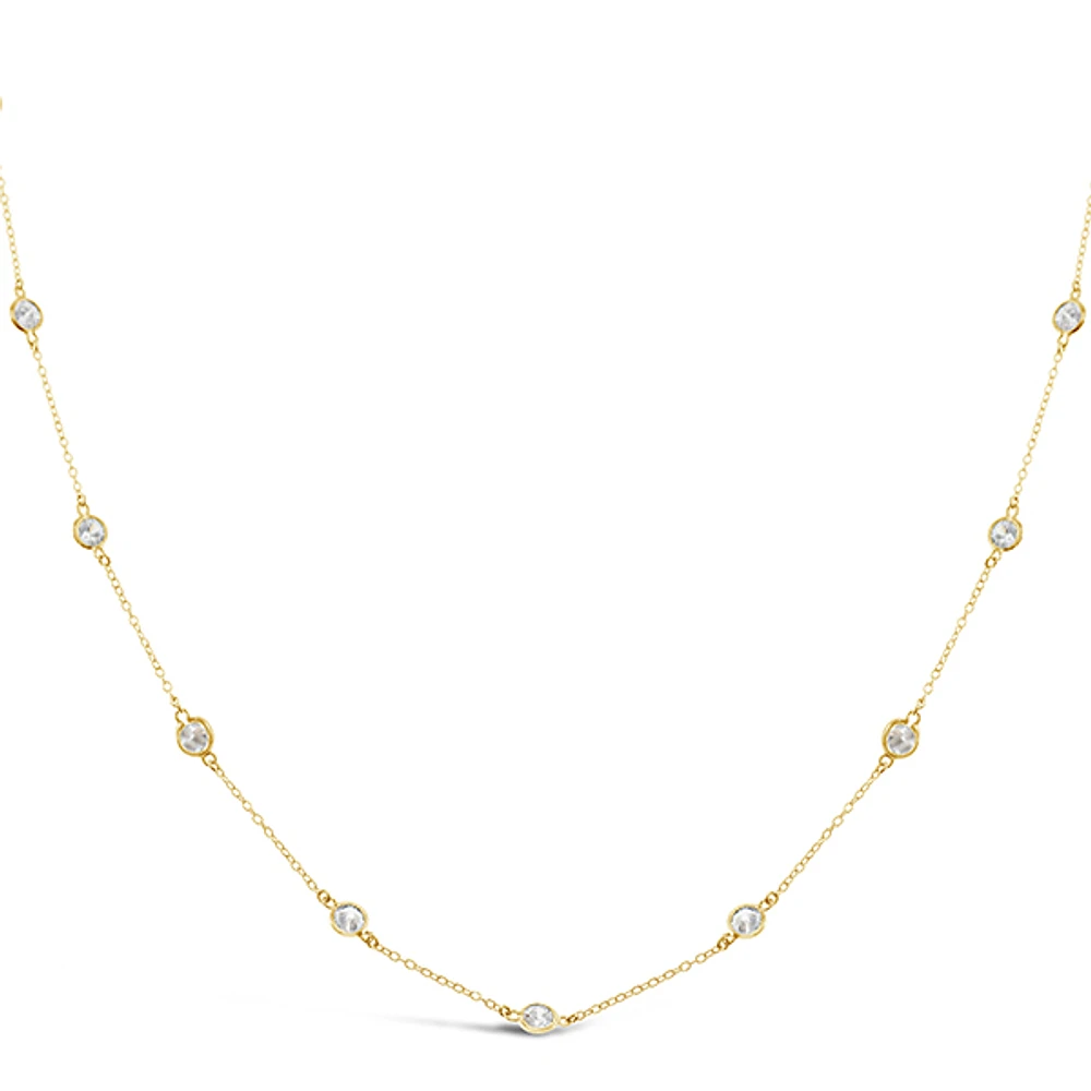Gold Plated Sterling Silver Cubic Zirconia 4mm Bezel Necklace 143313