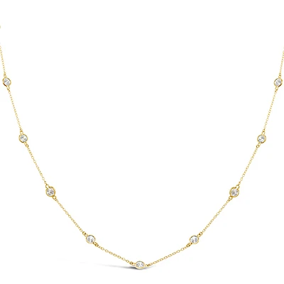Gold Plated Sterling Silver Cubic Zirconia 4mm Bezel Necklace 143313