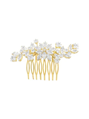 Bridal gold Cubic Zirconia Flower Hair Comb