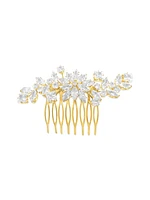 Bridal gold Cubic Zirconia Flower Hair Comb