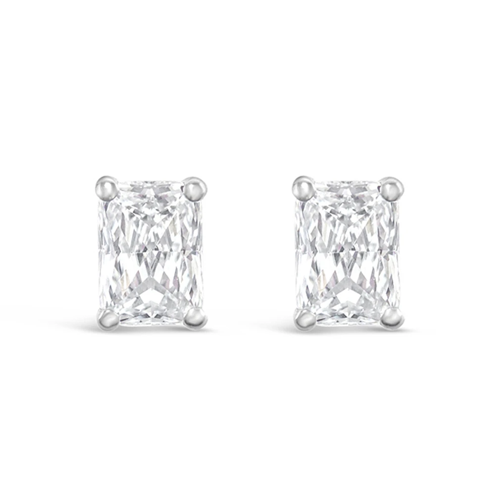 Sterling Silver Radiant  Cut Cubic Zirconia 5x7mm Stud  Earrings 147698