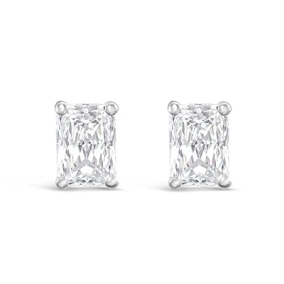 Sterling Silver Radiant  Cut Cubic Zirconia 5x7mm Stud  Earrings 147698