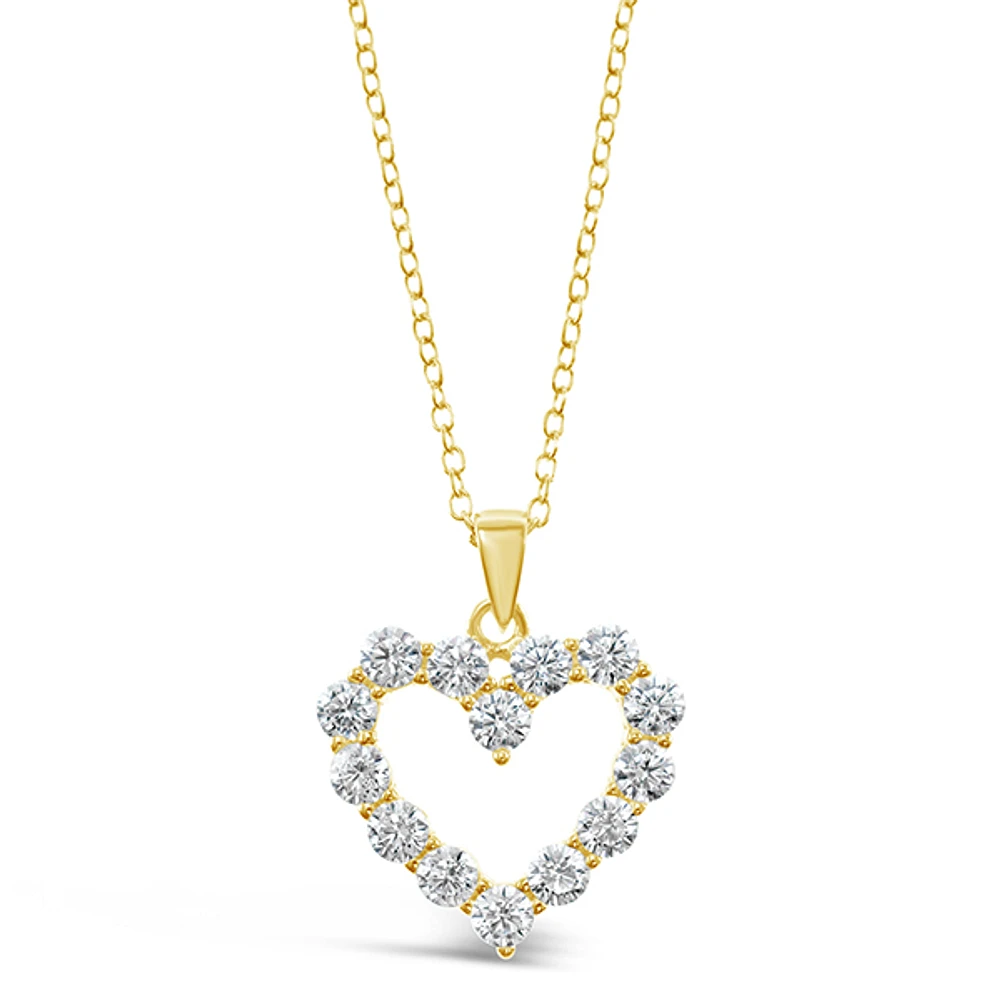 Gold Plated Sterling Silver Cubic Zirconia Heart Necklace