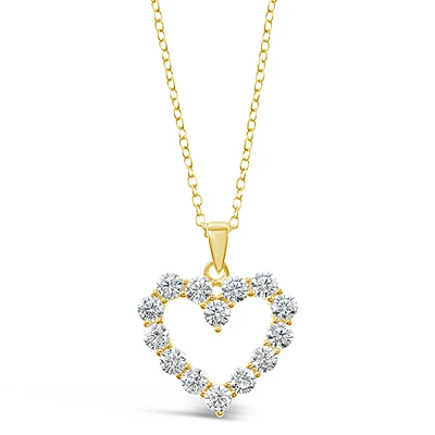 Gold Plated Sterling Silver Cubic Zirconia Heart Necklace