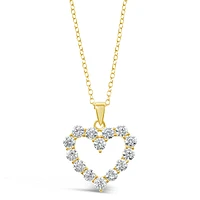 Gold Plated Sterling Silver Cubic Zirconia Heart Necklace