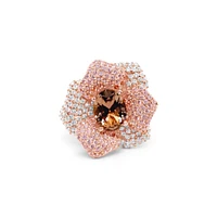 Rose Gold plated Sterling Silver Flower  Cubic Zirconia Ring 147824