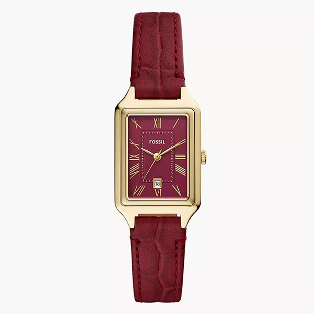 Fossil Raquel Three-Hand Date Red Croco LiteHide Leather Watch 153642
