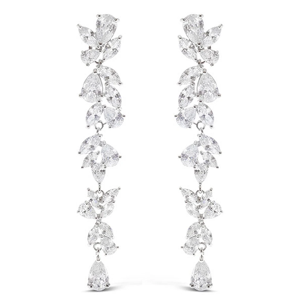 Bridal Silver Cubic Zirconia Drop Earrings 145886