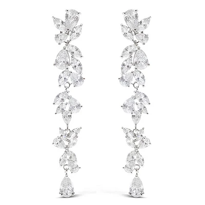 Bridal Silver Cubic Zirconia Drop Earrings 145886
