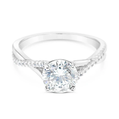Sterling Silver Twist Cubic Zirconia Ring 153148