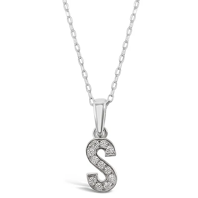 Sterling Silver Cubic Zirconia Initial S Necklace 135934