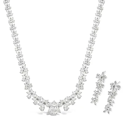 Bridal Silver Cubic Zirconia Necklace & Earrings Set 137438