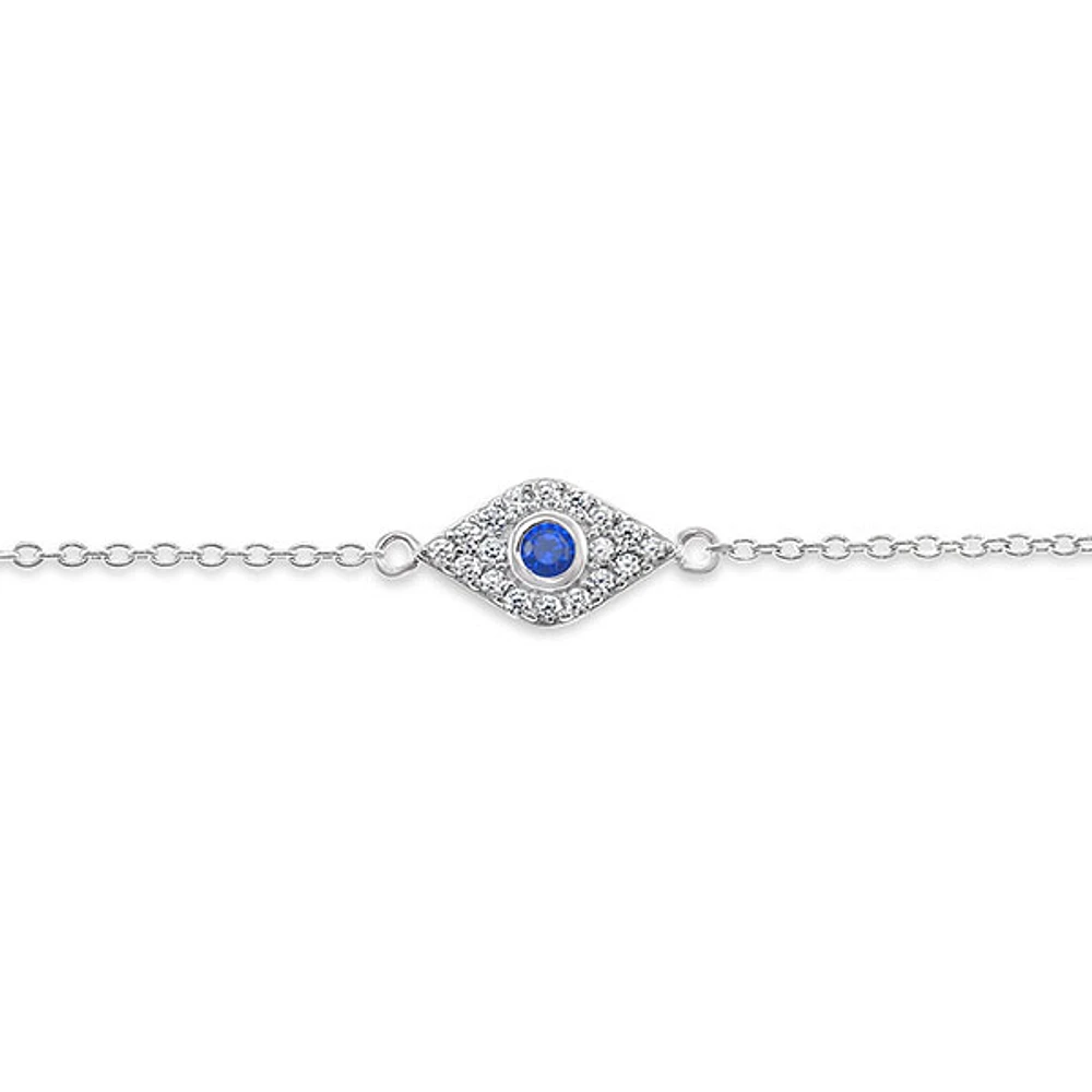 Sterling Silver Cubic Zirconia Evil Eye Bracelet