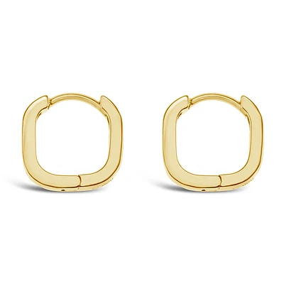 Gold Plated Sterling Silver Plain Square Huggies 143543