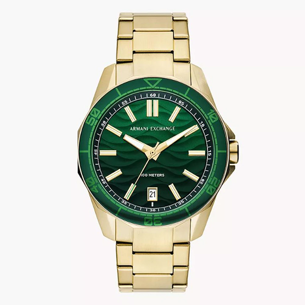 Armani Exchange Three-Hand Date Gold-Tone Watch 151900