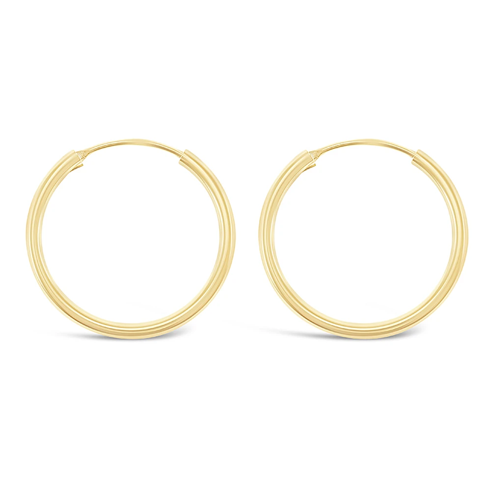 Gold Plated Sterling Silver Plain 25mm Hoops Earrings 141790