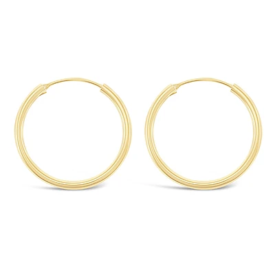 Gold Plated Sterling Silver Plain 25mm Hoops Earrings 141790