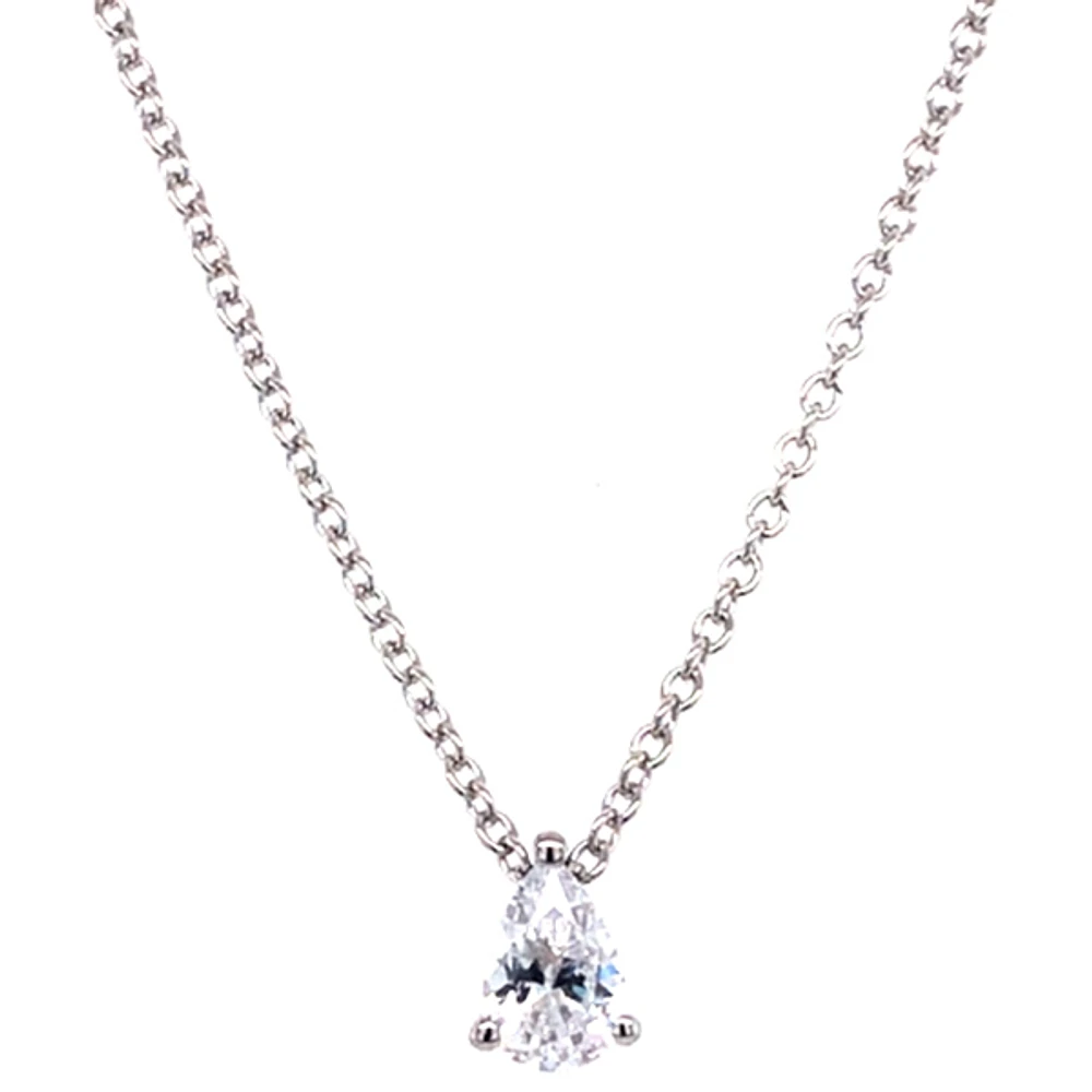 Sterling Silver Cubic Zirconia Teardrop Necklace 143484