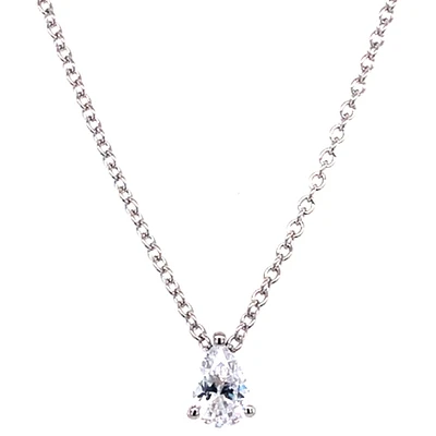 Sterling Silver Cubic Zirconia Teardrop Necklace 143484