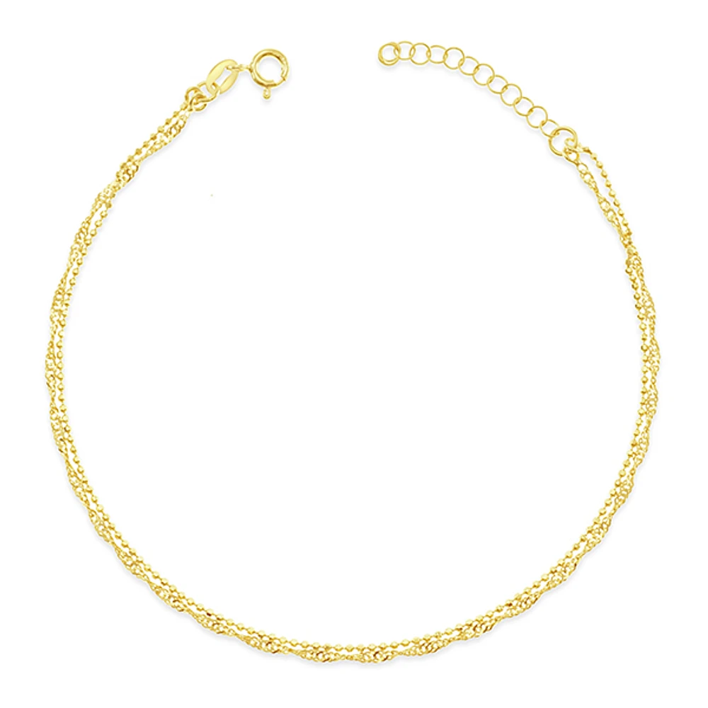 Gold Plated Sterling Silver Twist Anklet