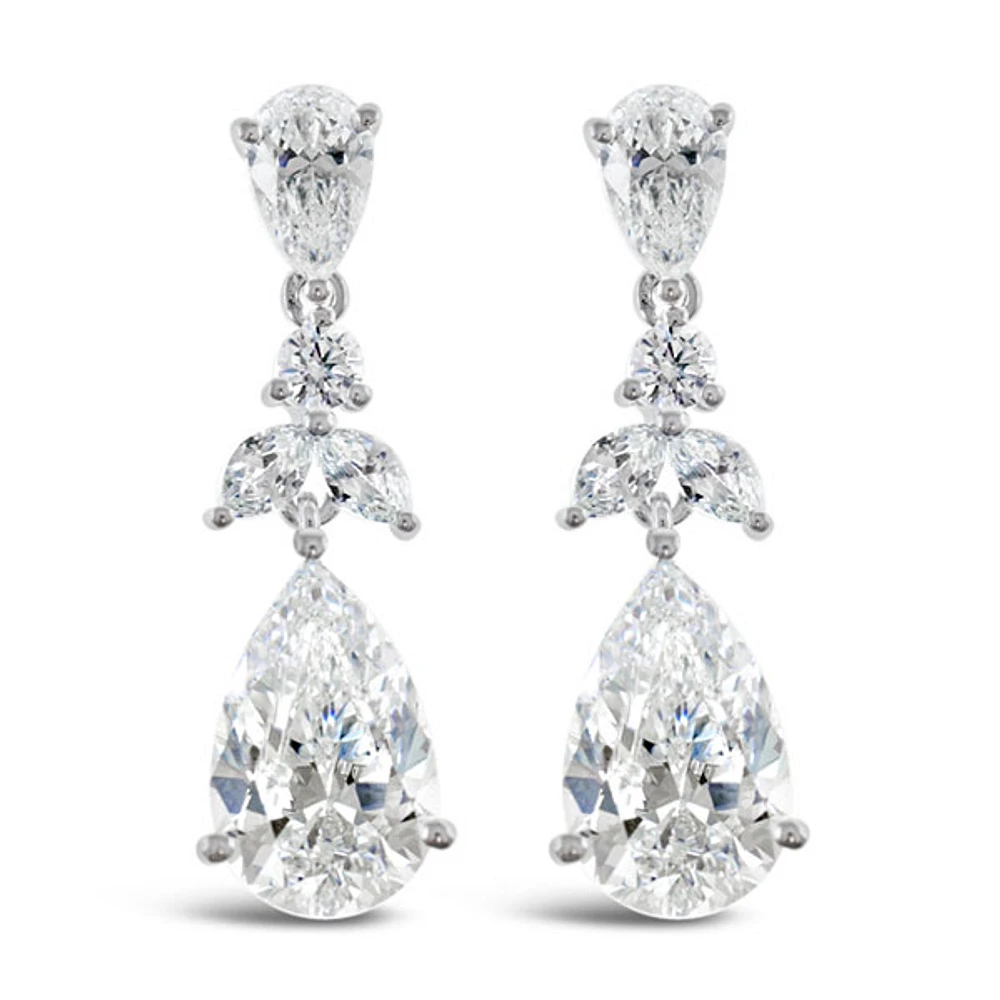 Sterling Silver Cubic Zirconia Tear Drop Earrings