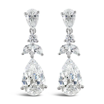 Sterling Silver Cubic Zirconia Tear Drop Earrings