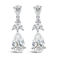 Sterling Silver Cubic Zirconia Tear Drop Earrings