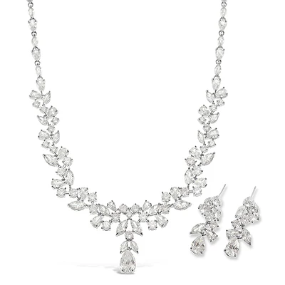Bridal Silver Cubic Zirconia Necklace & Earrings Set
