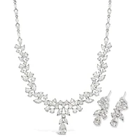 Bridal Silver Cubic Zirconia Necklace & Earrings Set