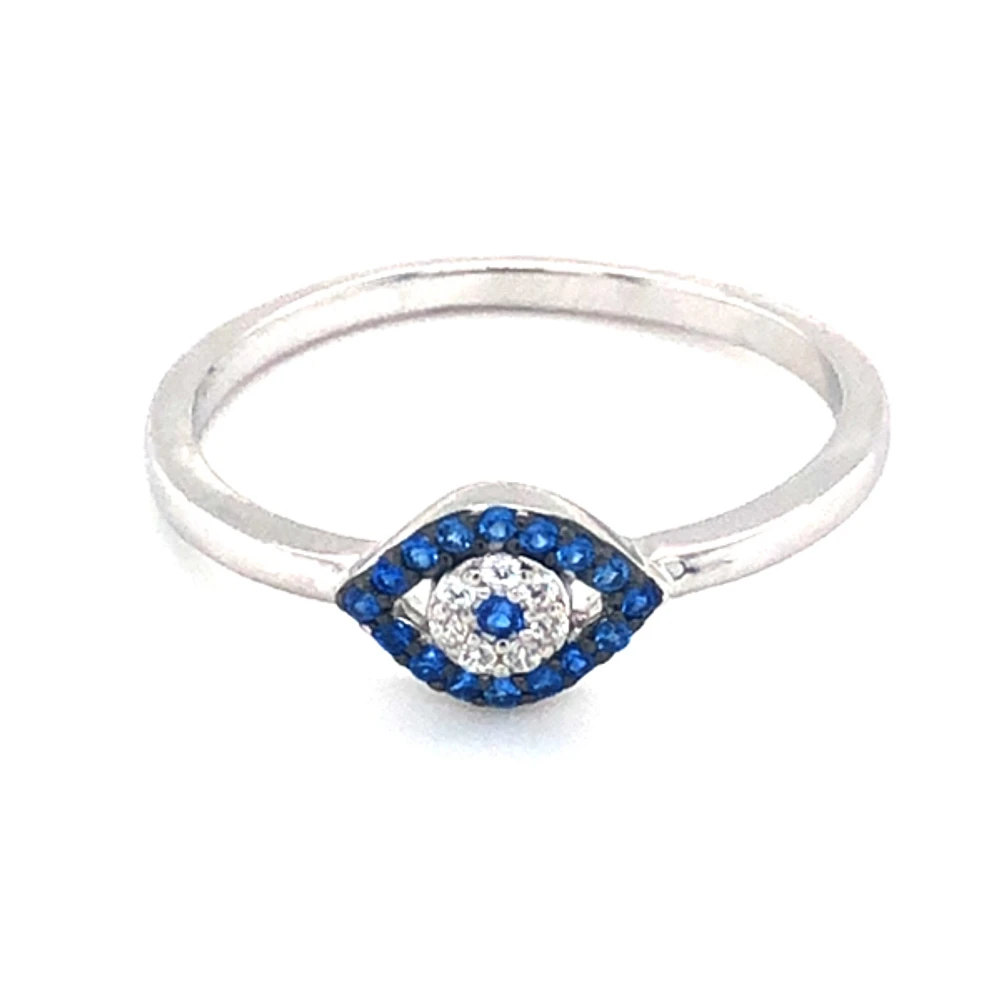 Sterling Silver Cubic Zirconia Evil Eye Ring 139421