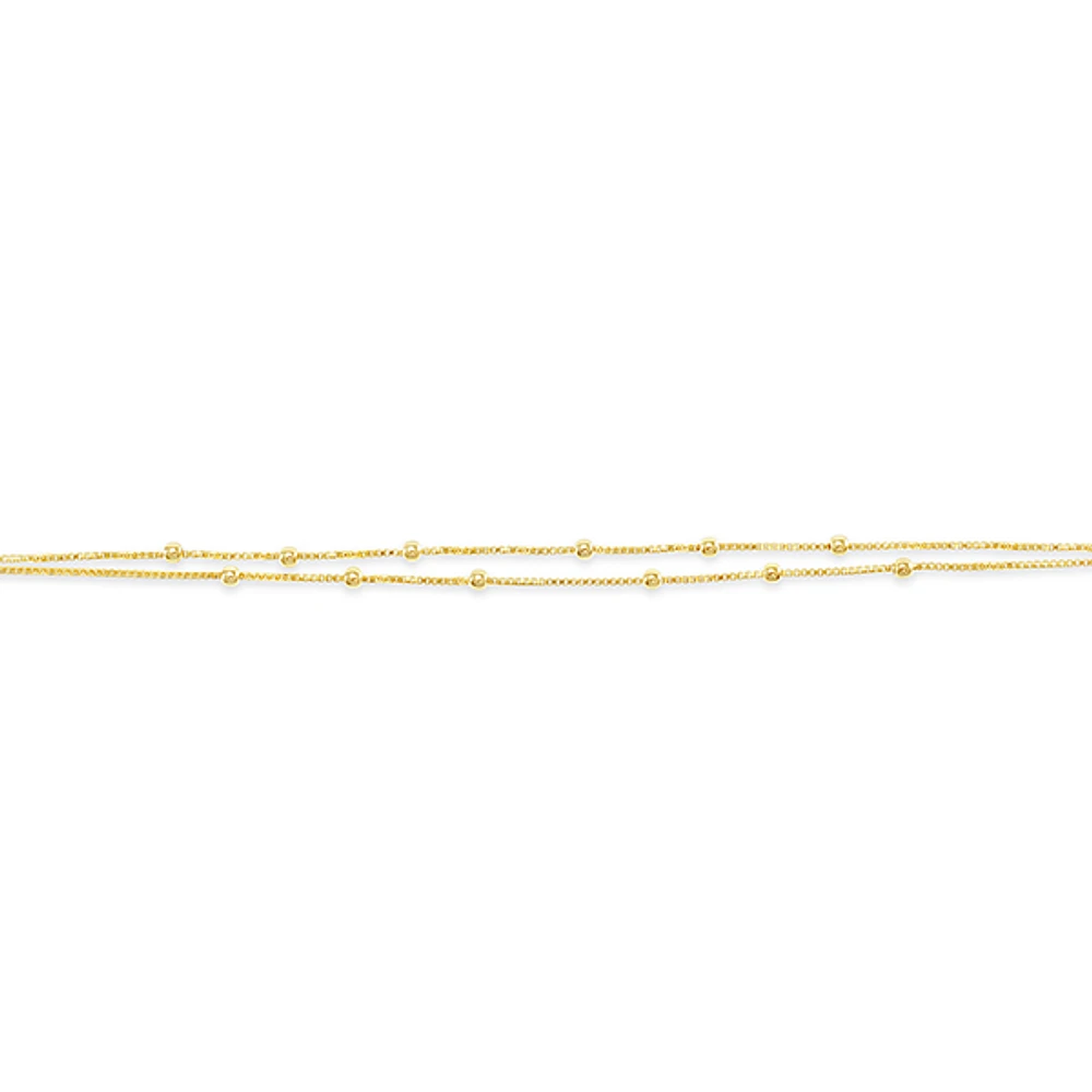 Gold Plated Sterling Silver Double Box Anklet 141825