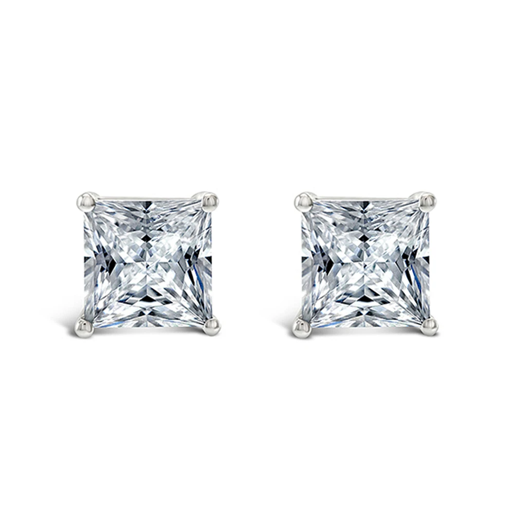 Sterling Silver Cubic Zirconia Princess Cut 5mm Studs 119003