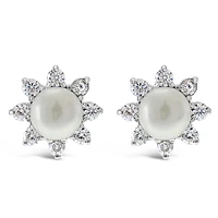 Sterling Silver Cubic Zirconia Pearl Earrings 143284