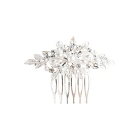 Bridal Silver Crystal Pearl Hair Comb 149467
