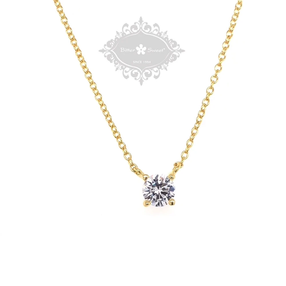 Gold Plated Sterling Silver Cubic Zirconia Round  8Heart 8Arrow Necklace 143473