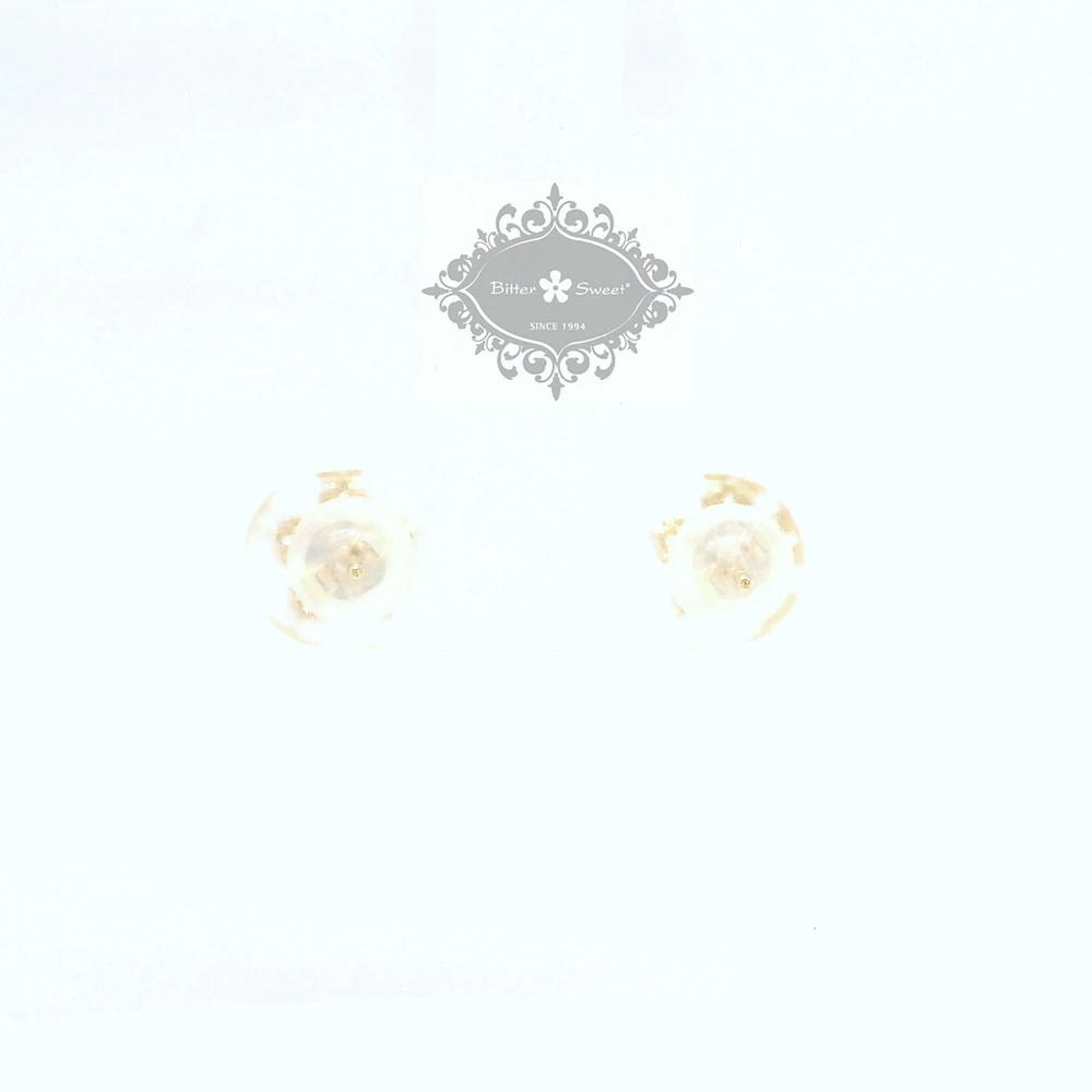 10k Yellow Gold Cubic Zirconia Flower Studs Earrings 153787