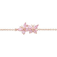 Rosegold Plated Sterling Silver Cubic Zirconia Butterfly Bracelet 146389
