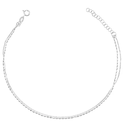 Sterling Silver Beads Box Chain Anklet 145104
