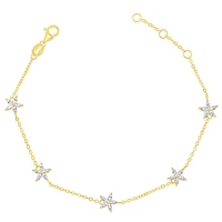 Gold Plated Sterling Silver Flower Cubic Zirconia Bracelet 153063