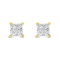 Gold Plated Sterling Silver Cubic Zirconia Princess Cut 7mm Studs 143343