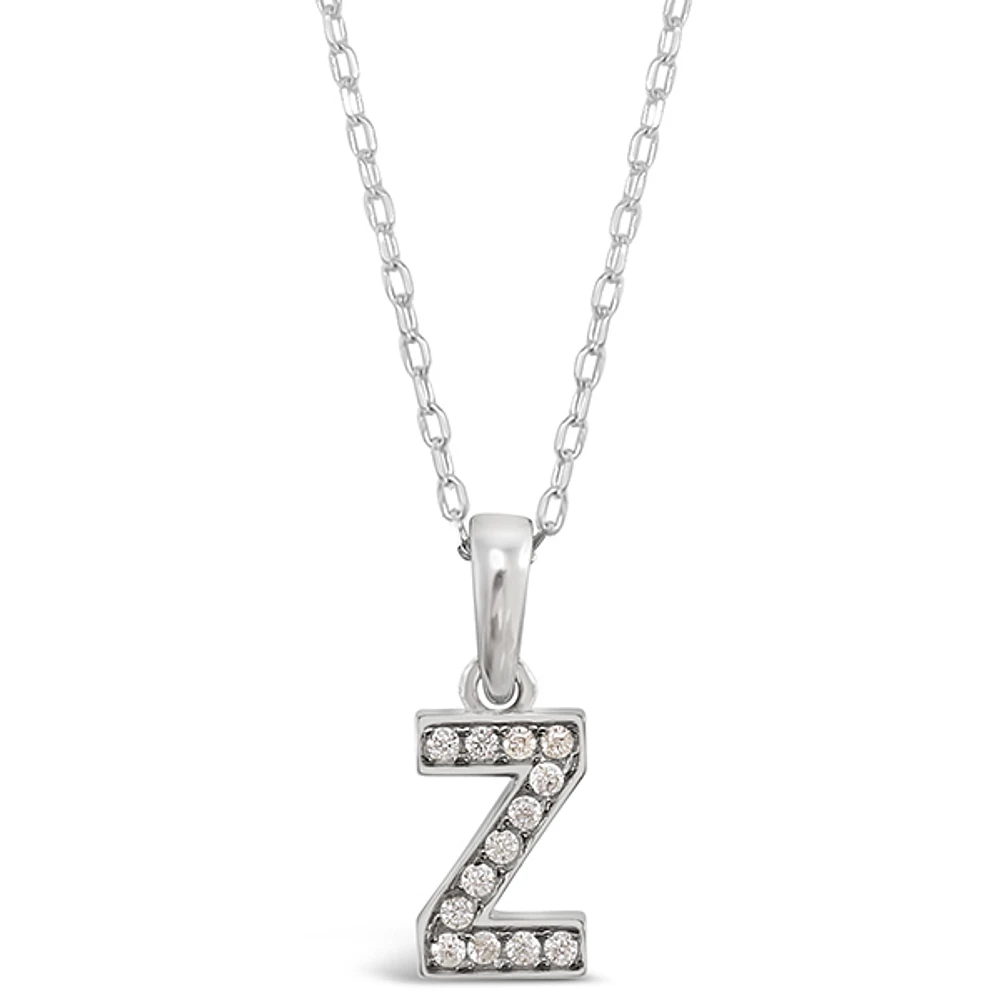 Sterling Silver Cubic Zirconia Initial Z Necklace 143372