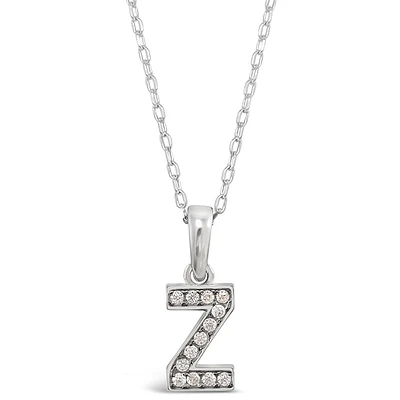 Sterling Silver Cubic Zirconia Initial Z Necklace 143372