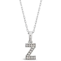 Sterling Silver Cubic Zirconia Initial Z Necklace 143372