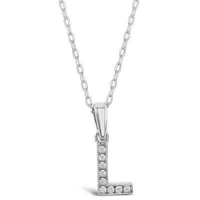 Sterling Silver Cubic Zirconia Initial L Necklace 135928