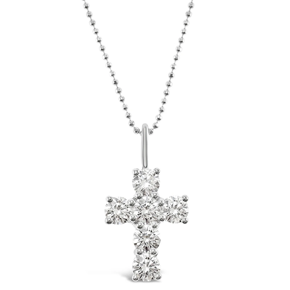 Sterling Silver Cubic Zirconia Cross Necklace 141132