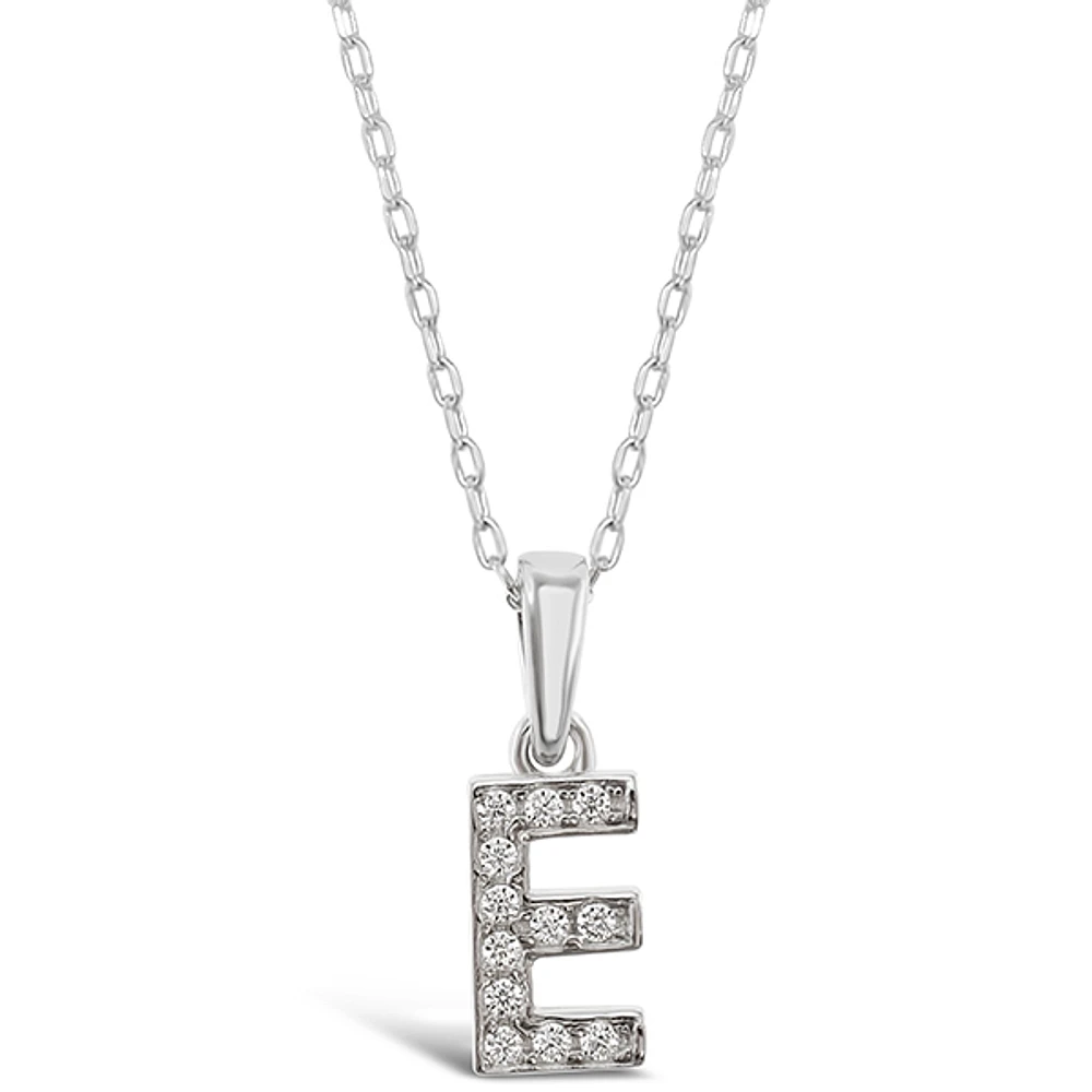 Sterling Silver Cubic Zirconia Initial E Necklace 135921